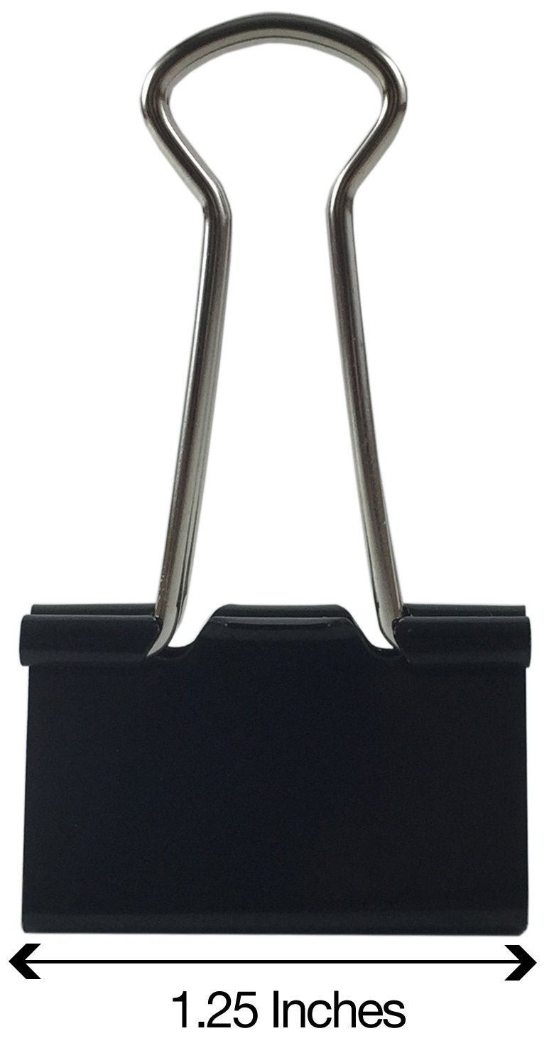 Clipco Binder Clips Medium 1.25-Inch Black 96-Pack - Image 2